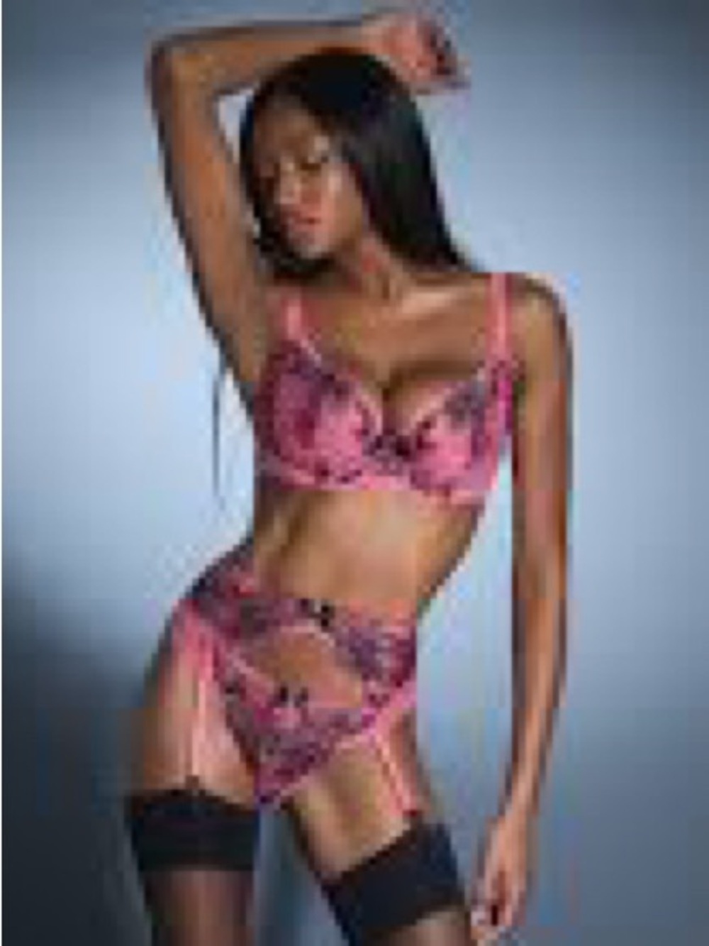 Agent Provocateur Yara Pink Lace Embroidered Bra Thong & Suspender Set NWT